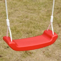 Outsunny Doppelschaukel für Kinder +3 Jahre mit Metallständer Kinderschaukelspiel Verstellbares Seil im Freien Maximale Belastung 40kg 239x156x180 cm Grün Rot(m-5)