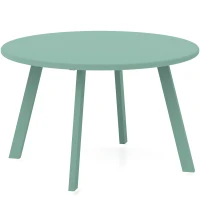 Outsunny Kleiner runder Gartencouchtisch, Beistelltisch mit rutschfesten Füßen, Metallrahmen, für Garten, Ø 70 x 42 cm, grün(m-1)