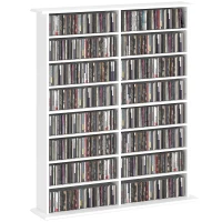 HOMCOM CD und DVD Aufbewahrung mit 16 Fächern und 12 verstellbaren Regalen, max. Kapazität 720 CD/396 DVD und Blu-ray, weiß(m-6)