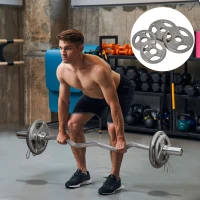 HOMCOM Hantelscheiben 2,5/2,5/5/5 kg, Hanteln für 5 cm Langhantelstangen, Hantelscheiben aus Stahl(m-2)