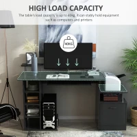 HOMCOM Computer Desk PC Workstation with Drawer Shelves CPU Storage Rack Home Office Furniture 152 x 60 x 88cm (BLACK)(m-4)