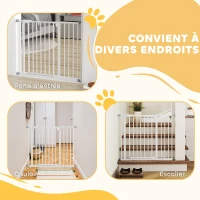 PawHut Barrière de sécurité sans perçage largueur réglable 74-80 / 91,5-97,5 cm double verrouillage fermeture automatique barrière chien pour porte couloir escalier acier blanc(m-8)