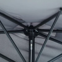 Outsunny Halber Sonnenschirm 2,7 x 1,4 m Balkonsonnenschirm mit Kurbel und 5 Streben, Creme(m-5)