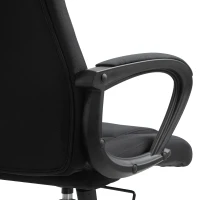 Vinsetto Bürostuhl Computerstuhl mit Wippenfunktion Kopfstütze ergonomischer Schreibtischstuhl drehbar höhenverstellbar Leinen-Touch Schwarz 62 x 76 x 110-119 cm(m-14)