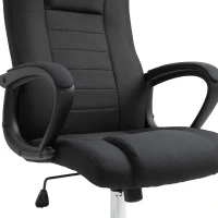 Vinsetto Bürostuhl Computerstuhl mit Wippenfunktion Kopfstütze ergonomischer Schreibtischstuhl drehbar höhenverstellbar Leinen-Touch Schwarz 62 x 76 x 110-119 cm(m-11)