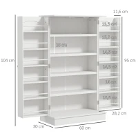 HOMCOM Küchenschrank Speisekammer 2 Türen mit 5 Regalen und 12 Gewürzregalen - 60 x 30 x 104 cm - weiß(m-3)