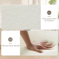 HOMCOM Fauteuil de salon pivotant capitonné grand confort piètement en acier et tissu effet polaire teddy blanc(m-4)