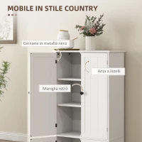 HOMCOM Mobile Credenza da Cucina a 4 Ante con 2 Armadietti e Ripiano Regolabile, 58.2x30x123 cm, Bianco(m-5)