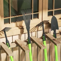 Outsunny Gartenwerkzeug-Set 4 Stück Gartengeräte-Set mit Schaufel Gartenhacke Gartenrechen Laubrechen Grün(m-9)