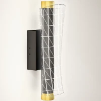 HOMCOM Wandleuchte Innen Wandlampe mit LED Lichte, Gitterdesign, Dimmbar Nachttischlampe Metall, Schwarz(m-10)