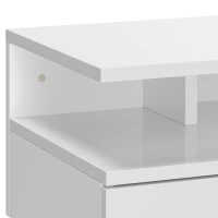 HOMCOM Set aus 2 Modernen Schwebenden Nachttischen mit Schublade und Holzregal 35x32x22.5cm, Hochglanz Weiß(m-3)