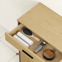 HOMCOM Meuble de salle de bain avec tiroir, placard à porte, étagère réglable et charnières à fermeture, 60 x 30 x 80 cm, chêne(m-9)