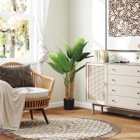 HOMCOM Künstlicher Bananenbaum Hoch 120 cm mit Inklusivem Topf für Innenräume, Grün(m-3)