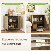 HOMCOM Buffet salon meuble de rangement avec placard à 2 portes et étagère réglable, 77 x 40 x 81 cm, aspect bois(m-4)