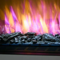 HOMCOM Elektrokamin mit 10 Farben, automatischer Abschaltung und 12-Stunden-Timer, 61x28x66.5 cm, Weiß(m-4)