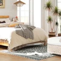 HOMCOM Teppich für drinnen und draußen, Boho-Design, leicht zu reinigen, Grau(m-8)