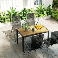 Outsunny Gartentisch für 4 Personen aus Metall und Tischplatte aus geflochtenem PE-Rattan Harzimitat, Maße 120L x 70W x 72H cm(m-5)