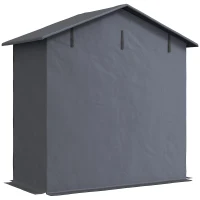 Outsunny Gartenhaus 1,1x2 m mit aufrollbarer Tür, Garten Garage für Fahrräder und Werkzeuge, Dunkelgrau(m-1)