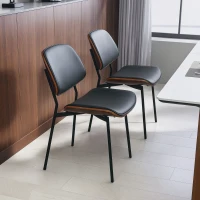 HOMCOM Lot de 2 chaises de salle à manger, style rétro classique, cadre en bois courbé, pour salon, chambre, cuisine, noir(m-9)