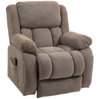 HOMCOM Fauteuil TV avec Fonction de Massage et de Chauffage, Fauteuil avec Aide au Lever Electrique, Télécommande, Poches Latérales, Marron Clair