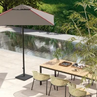 Outsunny Quadratischer Sonnenschirmständer 14,5 kg mit Kurbel, aus HDPE und Beton, 44x44x30 cm, Schwarz(m-3)