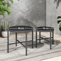 Outsunny Set aus 2 Garten-Couchtischen mit gehärteter Glasplatte, schwarzem Aluminiumgestell(m-3)
