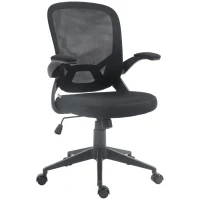 HOMCOM Ergonomischer Bürostuhl mit Höhenverstellung, Klappbaren Armlehnen und Netzstoff, Schwarz(m-5)