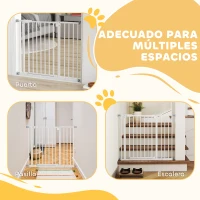 PawHut Puerta para Perros con Longitud Ajustable Sistema de Cierre Automático para Escaleras Pasillos 74-97,5x76,2 cm Blanco(m-8)