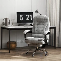 Vinsetto Heated 6 Points Vibration Massage Executive Office Chair Adjustable Swivel Ergonomic High Back Desk Chair Recliner with Footrest Grey(m-2)