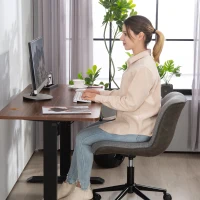 HOMCOM Chaise de bureau pivotante sans accoudoirs, hauteur et inclinaison réglables, capacité 120 kg, gris foncé(m-9)