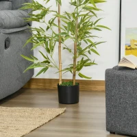 HOMCOM Künstliche Bambus Pflanze Hoch 120 cm mit Topf für Innen- und Außenbereich, Grün(m-3)