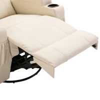 HOMCOM Massagesessel Elektrisch Relaxsessel Fernsehsessel Massagefunktion 5 Massage-Modi Liegefunktion Kunstleder Holz Metall Schaumstoff Cremeweiß 84 x 92 x 109 cm(m-10)