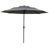 Outsunny Sonnenschirm für den Garten, runder neigbarer Sonnenschirm Ø 2,85 x 2,5 m mit Kurbel, 2 Belüftungsöffnungen, 180 g/m² Polyesterstoff, UV-Schutz, Grau
