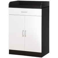 HOMCOM Mobiler Schrank aus Holz mit verstellbarem Regal, platzsparender Küchenschrank, Wohnzimmer und Diele, aus MDF-Holz, 60x40x90cm, Weiß und Schwarz