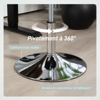 HOMCOM Chaise de bureau sans roulettes et accoudoirs, pivotant avec base en acier, hauteur réglable, en cuir synthétique, vert(m-6)