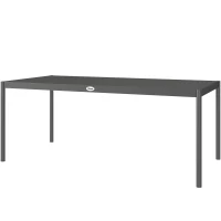 Outsunny Garten-Esstisch aus Stahl, Gartentisch für 8 Personen mit rechteckiger Lamellen-Tischplatte 186 x 90 x 74 cm Dunkelgrau(m-1)