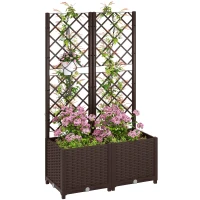 Outsunny Blumenkasten mit Gitter, erhöhtes Gartenbeet, Outdoor-Blumenkasten mit 6 Drainagelöchern 80 x 40 x 135 cm braun(m-6)