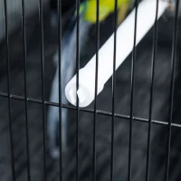 PawHut Vogelkäfig mit 2 Sitzstangen und 3 Eingängen aus Draht und Kunststoff, 60x41x41 cm, Schwarz(m-3)