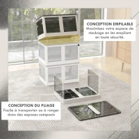 HOMCOM Boîte de rangement pliable et empilable 69L en plastique avec couvercle et 4 roulettes, accès à 5 côtés, blanc(m-4)