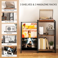 HOMCOM 3-Tier Record Player Stand, End Table for Living Room, Bedroom - Rustic Brown(m-4)