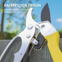 Outsunny 8" Garden Secateurs, Pruning Shears Heavy Duty with Sharp SK5 Blade, Bypass Pruners with Safety Lock and Non-Slip Handles, Lightweight & Ergonomic, Pruning Scissors for Precise Cutting(m-6)