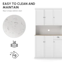 HOMCOM 180cm Freestanding Kitchen Cabinet, Modern Storage Cupboard with Open Countertop, Drawer and 6 Doors, White(m-8)