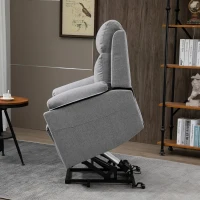 HOMCOM Relaxsessel mit Aufstehhilfe, elektrisch, Liegefunktion, Fernbedienung, Taschenfederkern, bis 120 kg, Grau(m-11)