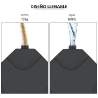 Outsunny Conjunto de 4 Pesos Rellenables con Agua o Arena de HDPE para Sombrillas con Base Cruzada 50x50x7,5 cm c/u Negro(m-5)
