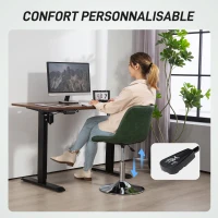 HOMCOM Chaise de bureau sans roulettes et accoudoirs, pivotant avec base en acier, hauteur réglable, en cuir synthétique, vert(m-5)