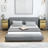 HOMCOM Set von 2 Nachttischen Nachttisch mit Schubladen und Schrank, moderner Stil, 40 x 39 x 69 cm, Dunkelgrau(m-5)