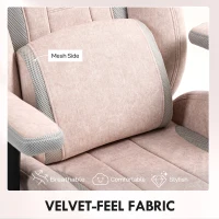 HOMCOM Fabric Gaming Chair with Lumbar Support, Headrest - Pale Pink(m-8)