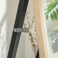 HOMCOM Moderner Ganzkörperspiegel für Wand und freistehend, 37x157 cm, Weiß und Holz(m-3)