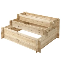 Outsunny Gartenbeet aus Tannenholz in 3 Ebenen, Pflanzkasten für den Außenbereich, 120x100x54 cm(m-1)