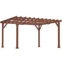 Outsunny Stabile Gartenlaube für Kletterpflanzen, Holzpergola, 3,3 x 3,8 m, Rankgitter für Weinreben und Blumen(m-6)